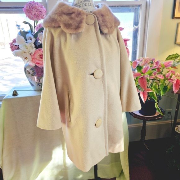 Vintage Fur Collar 1950's Swing Coat with Fur Collar, 100% Virgin Wool, MCM - Picture 3 of 16